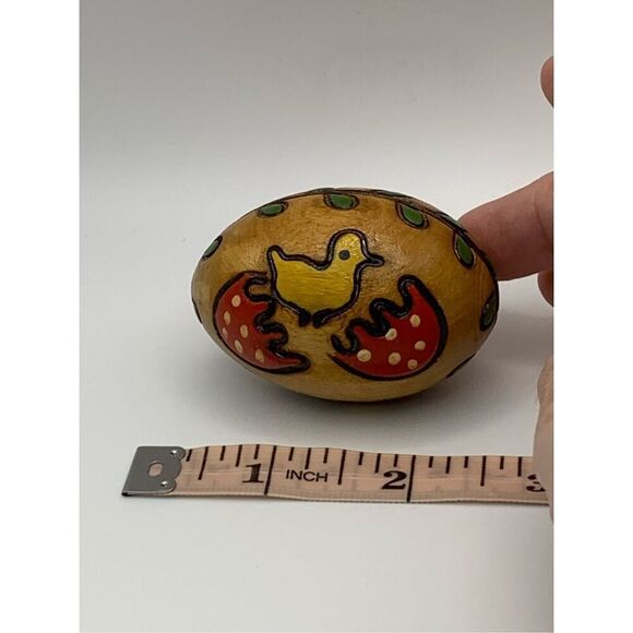 Vintage Wooden Hand Carved & Hand Painted Easter Egg - Picture 3 of 8